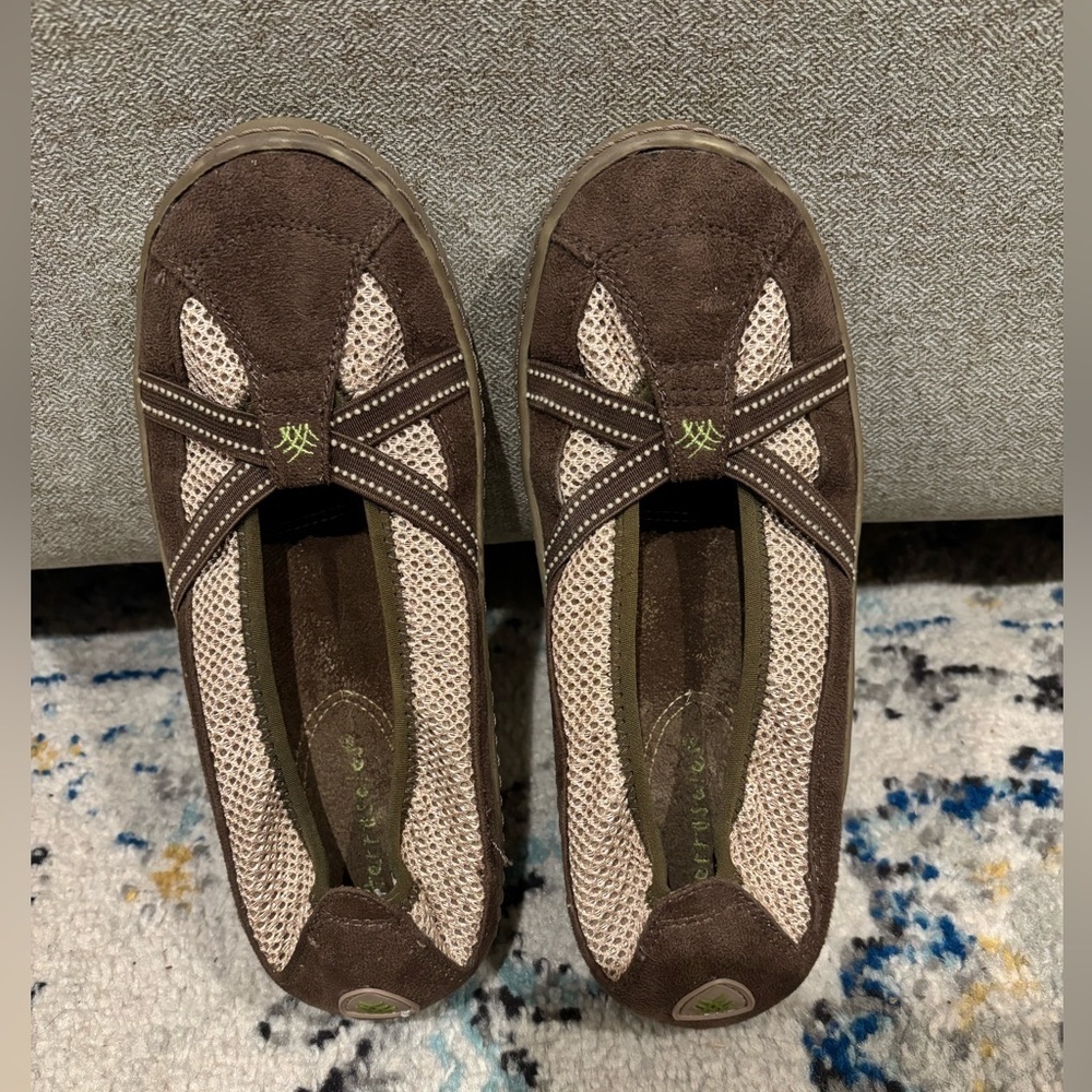 Terrasoles Echo Shoes Womans Size 8 Crossband Slip On Loafer Browns